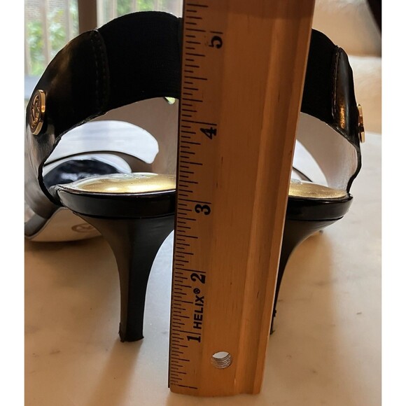 Michael Kors Shoes MK Rochelle Open Toe Black Paten Sling Back Heels Sz 6M - Picture 8 of 8